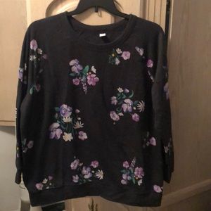 Charcoal Gray Floral sweater
